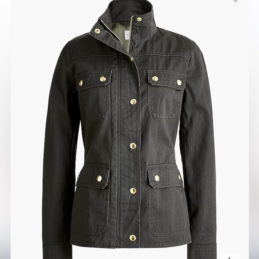 J.CREW Women’s Resin-Coated Twill Field Jacket Olive Size Small - Picture 3 of 10
